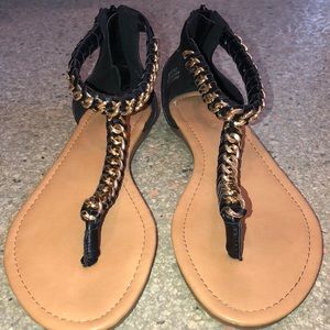 Black And Gold Sandals